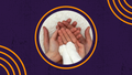 Elysian Academy caring for clients and animals, human hands holding cat paws on purple background